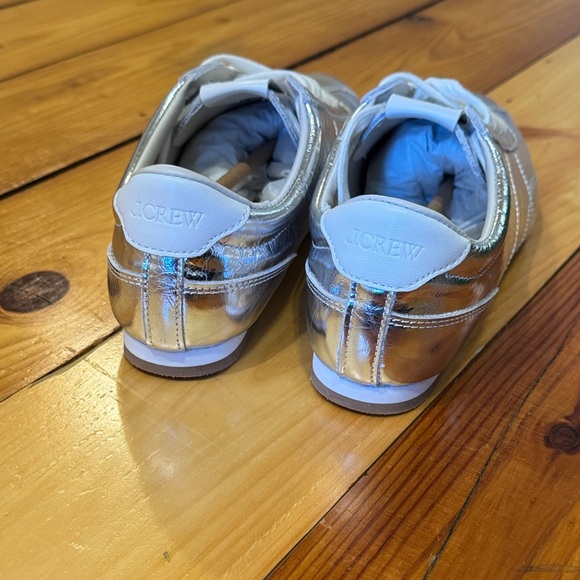 NEW J.Crew Metallic Silver Sneakers- 8 - Picture 3 of 5